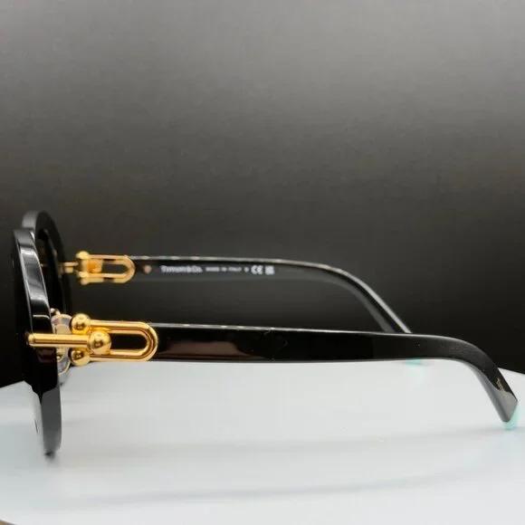 Tiffany & Co TF 4201 8001/S4 Black Round Sunglasses Grey Lens 50 24 140 SCRATCH - Picture 7 of 16